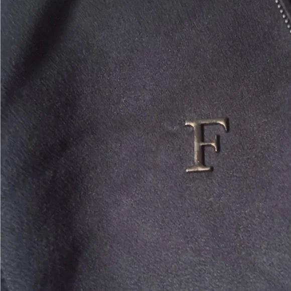 “F Collections" Jacket Size Small Blue Suede Zippered Front Long Sleeve Hooded - Picture 6 of 8